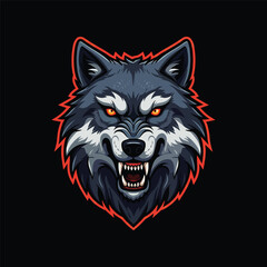 An esports-style illustration featuring an angry wolf head logo