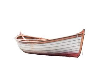 a boat with red and white stripes