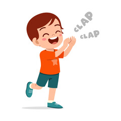 little kid clap hand and feel happy