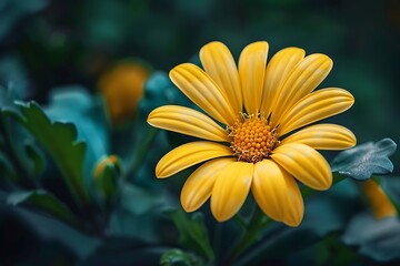 Obraz premium Close up of yellow daisy flower with pollen and stamens