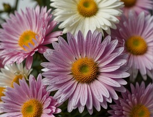 Symphyotrichum novi-belgii, purple asters on a white background
