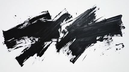 Random black brush strokes against a white background, creating a bold, minimalistic abstract composition.