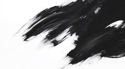 Random black brush strokes against a white background, creating a bold, minimalistic abstract composition.