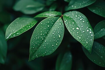 Fototapeta premium Leaf with water droplets
