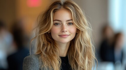Young Blonde Professional Woman Portrait in Office Setting