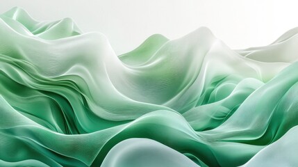 Obraz premium Wavy green and white line background with a glass texture