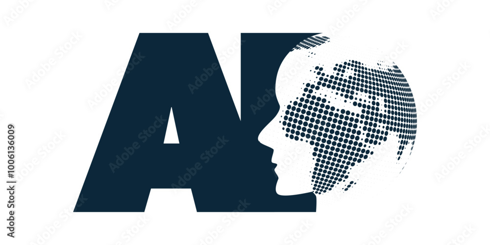 Poster black and white machine learning, artificial intelligence, cloud computing and global networks desig
