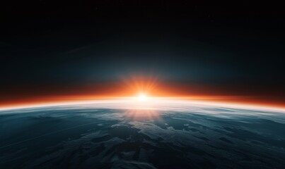 A breathtaking view of sunrise over Earth from space, showcasing the planet's curvature and vibrant colors at dawn.