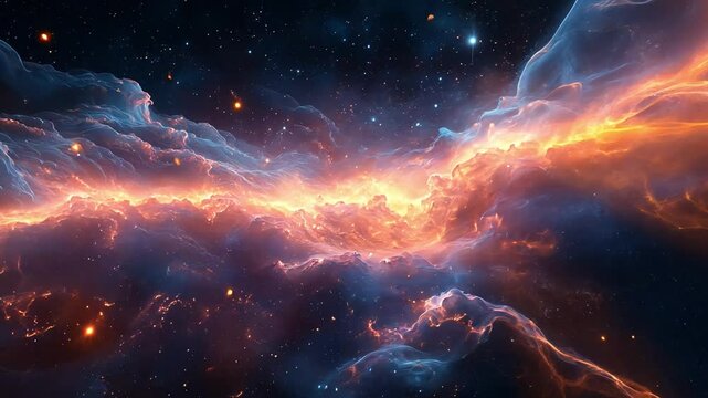 Colorful cosmic clouds glowing in a vibrant nebula located in the depths of space