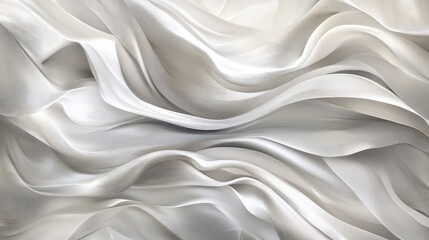 Fototapeta premium Soft, fluid lines in shades of silver and white curving across the background, creating a smooth, luxurious abstract design.