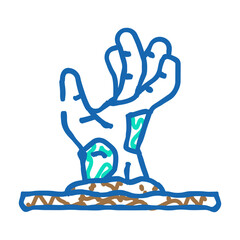 hand monster zombie doodle icon sketch vector. hand monster zombie sign. isolated symbol illustration