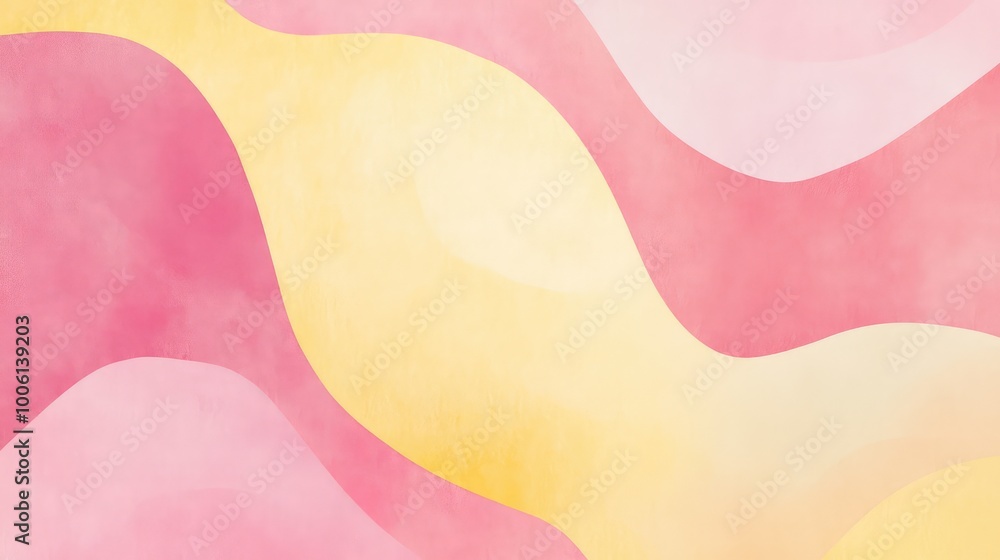 Poster soft pastel shapes in pink and yellow blending into one another, creating a warm, abstract backgroun