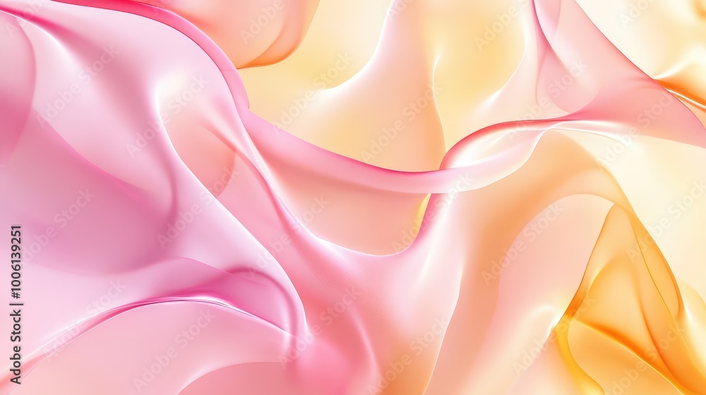 Poster soft pastel shapes in pink and yellow blending into one another, creating a warm, abstract backgroun