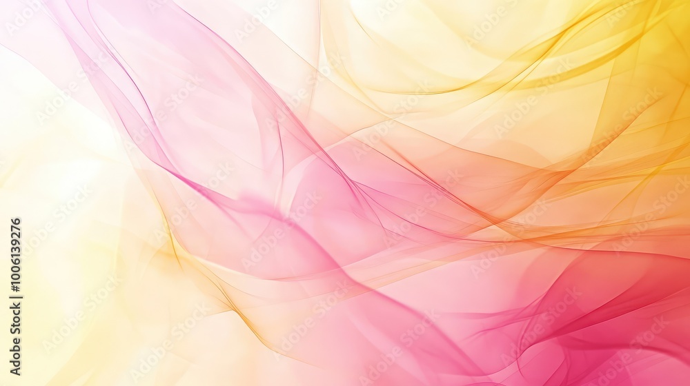 Poster soft pastel shapes in pink and yellow blending into one another, creating a warm, abstract backgroun