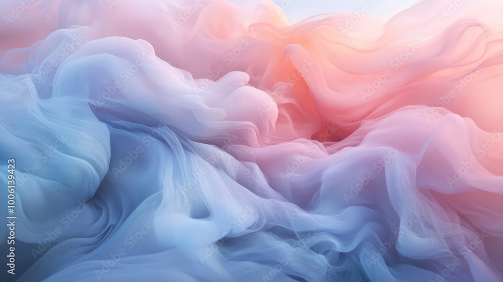 Aufkleber soft, pastel-colored blobs merging together, creating a flowing, abstract composition with smooth tr