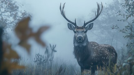 Deer in a field with trees