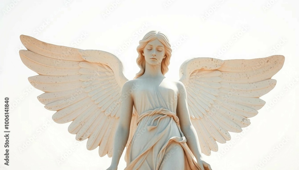 Wall mural Winged angel statue, a beautiful decorative piece symbolizing serenity and spirituality.