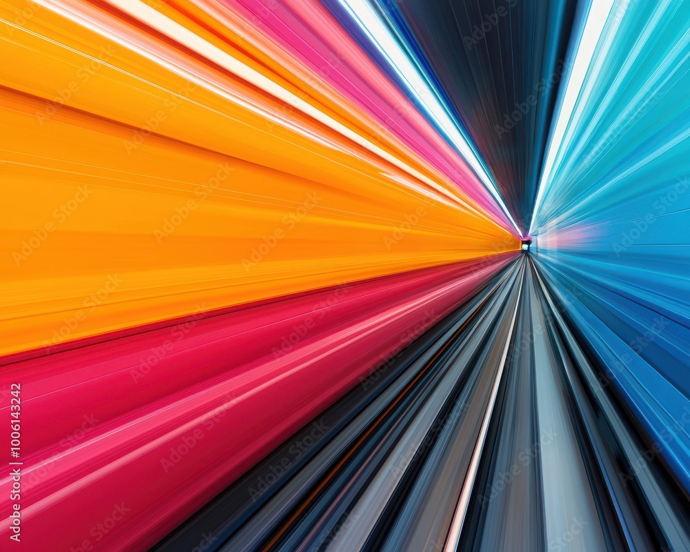 Poster a vibrant, dynamic composition showcasing streaks of color in motion, creating a sense of energy and