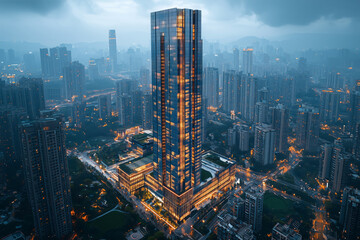 Obraz premium Modern skyscrapers showcasing cutting-edge design and technology