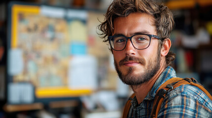 Fototapeta premium Contemporary Designer with Glasses in Creative Office Space