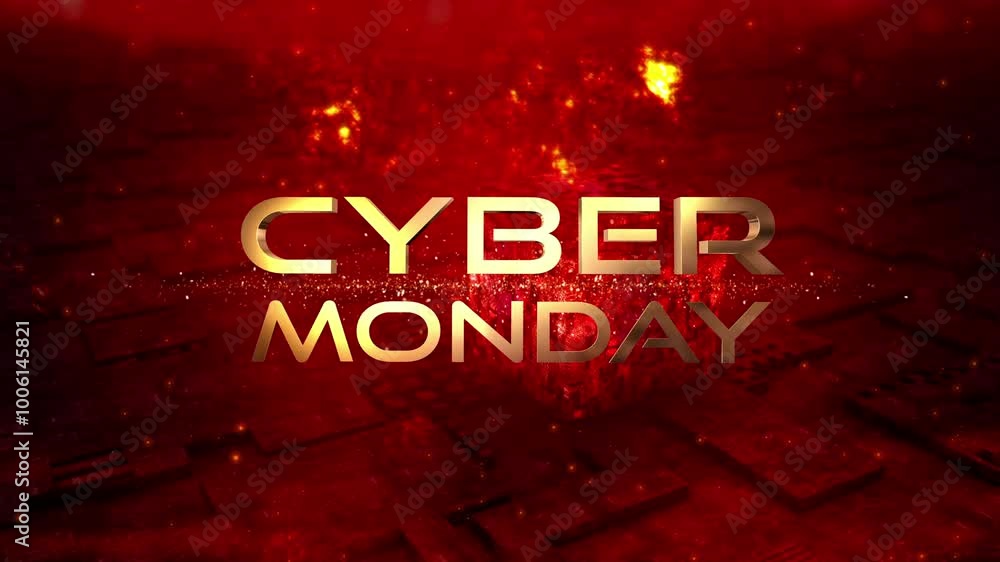 Poster cyber monday 3d cinematic hitech title trailer animation opening intro text message on black backgro