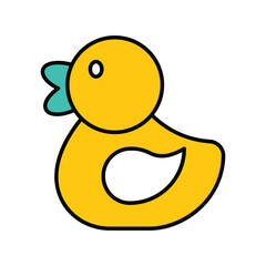 duck color line icon with white background vector stock illustration