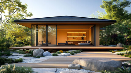 Modern Zen House Design with Minimalist Interior and Serene Outdoor Space