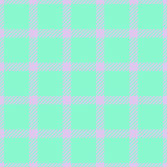 50s plaid textile fabric, home tartan background check. Tailor vector texture pattern seamless in light and mint colors.