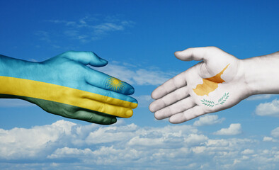 Cyprus and Rwanda country handshaking with flags, consensus concept international co-operation illustration