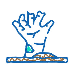 hand dead zombie doodle icon sketch vector. hand dead zombie sign. isolated symbol illustration