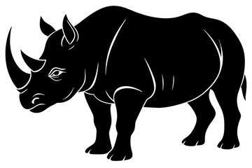 Heavy-Bodied Rhino with a Single Horn Silhouette