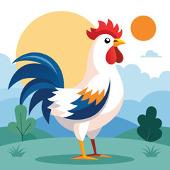 rooster and chicken design vector