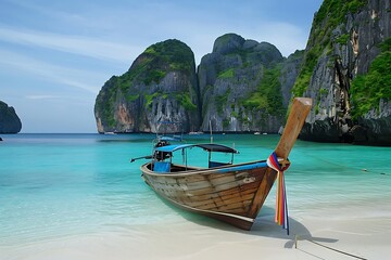 Obraz premium Beautiful beach with white sand and turquoise water in Palawan, Philippines
