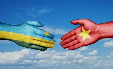 Vietnam and Rwanda country handshaking with flags, consensus concept international co-operation illustration