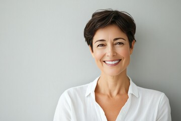 Confident Smiling Woman with Short Hair