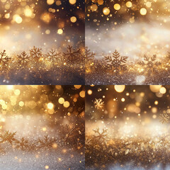 christmas background abstract snowflakes golden gold blured bolls points glitters
