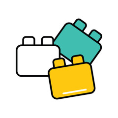 blocks color line icon with white background vector stock illustration