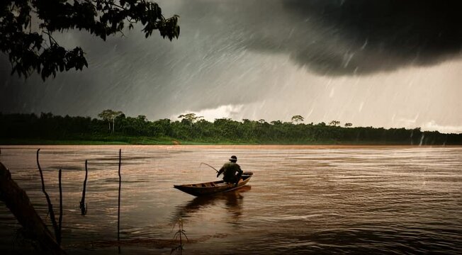 man on the river