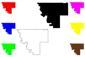 Kiowa County, Oklahoma State (U.S. county, United States of America, USA, U.S., US) map vector illustration, scribble sketch Kiowa map