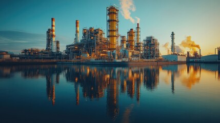 Naklejka premium Industrial Sunset Reflection