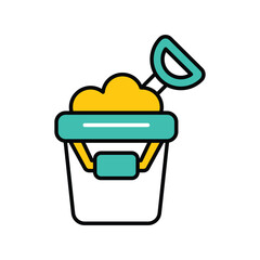 sand bucket color line icon with white background vector stock illustration