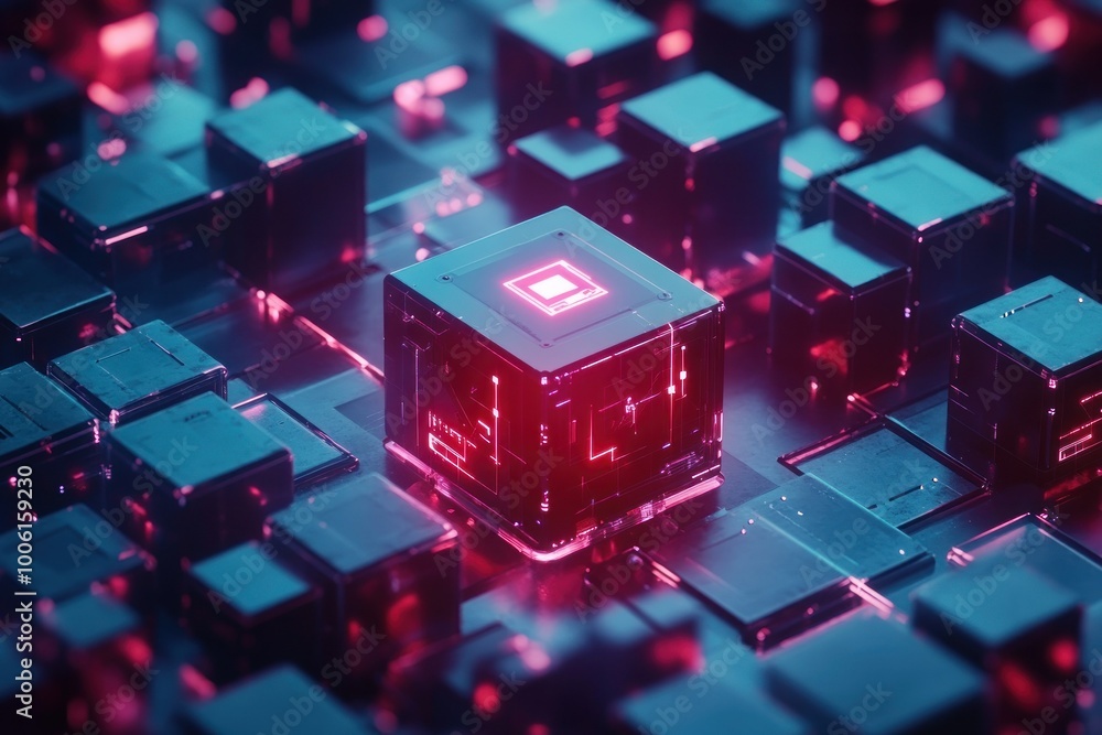 Poster illuminated cubes in a captivating visualization