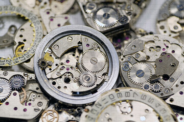 Clockwork details and parts, macro shot