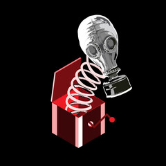 Embrace the unexpected with this unique music box featuring a gas mask jumping out. Jump out with this revolutionary, dark aesthetics retro design!