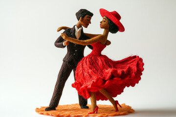 dancer in red dress tango dancing couple love 