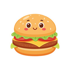 Hamburger Food Eat Meal Cuisine Animation Kawaii Character
