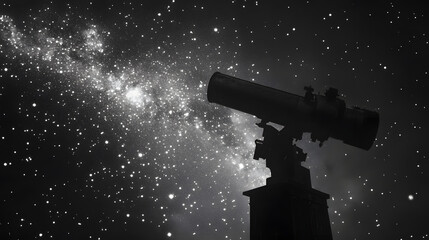 Monochrome Telescope Pointing to the Starry Sky
