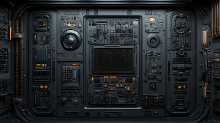 Fototapeta premium Futuristic Interface with Circuit Boards and Screens