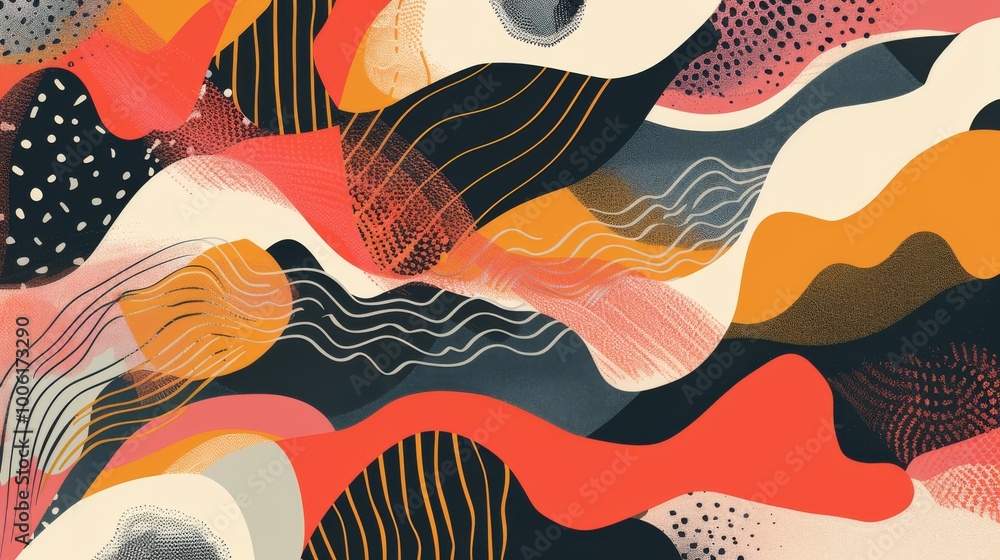 Poster lofi design with abstract conceptual patterns.