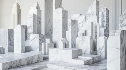 Marble Metropolises Description: Cities made of white marble with luxurious and futuristic designs.